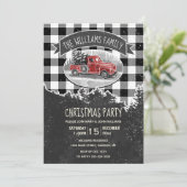 ヴィンテージレッドトラックファームハウスファミリークリスマスパーティー 招待状 (スタンド正面)