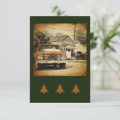 ヴィンテージレッドトラックホリデーフラットグリーティングカード カード (スタンド正面)