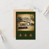 ヴィンテージレッドトラックホリデーフラットグリーティングカード カード (正面/裏面インサイチュ)