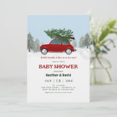 ヴィンテージレッドトラックホリデーベビーシャワー招待状 招待状 (スタンド正面)