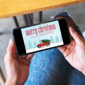 ヴィンテージレッドトラックメリークリスマスお洒落 シーズンカード