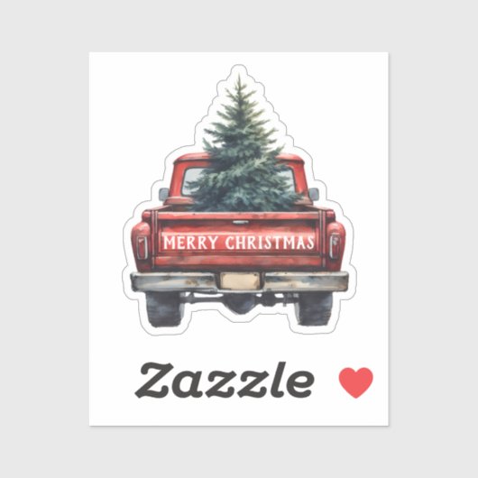 ヴィンテージレッドトラックメリークリスマスコンターカット シール (シート)