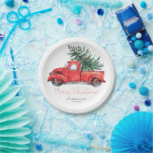 ヴィンテージレッドトラックメリークリスマスパーティー ペーパープレート (パーティー)