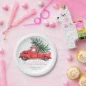 ヴィンテージレッドトラックメリークリスマスパーティー ペーパープレート (パーティー)