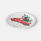 ヴィンテージレッドトラックメリークリスマスパーティー ペーパープレート (アングル)