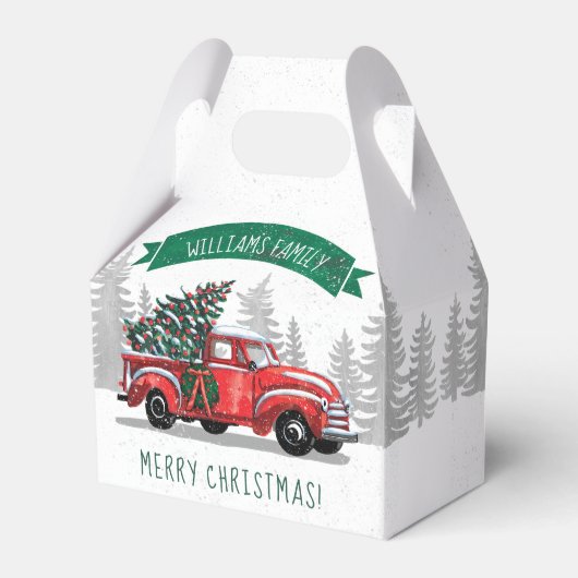 ヴィンテージレッドトラックメリークリスマスファミリー名 フェイバーボックス (裏面サイド)