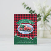 ヴィンテージレッドトラックメリークリスマスホリデームービング 案内ポストカード (スタンド正面)