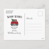 ヴィンテージレッドトラックメリークリスマス素朴正月 シーズンポストカード (裏面)