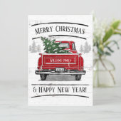 ヴィンテージレッドトラックメリークリスマス シーズンカード (スタンド正面)