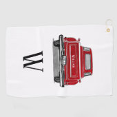 ヴィンテージレッドトラックモノグラムイニシャル名 ゴルフタオル (横)