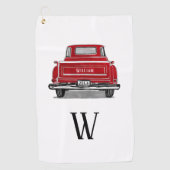 ヴィンテージレッドトラックモノグラムイニシャル名 ゴルフタオル (正面)