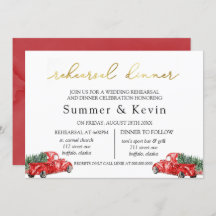 ヴィンテージレッドトラックリハーサルディナー招待状