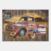 ヴィンテージレッドトラックロースターヘンバーン ラッピングペーパーシート (正面3)