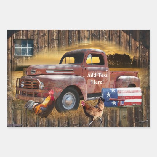 ヴィンテージレッドトラックロースターヘンバーン ラッピングペーパーシート (正面)