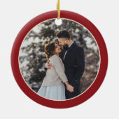 ヴィンテージレッドトラック初めてのクリスマス 結婚した セラミックオーナメント (裏面)