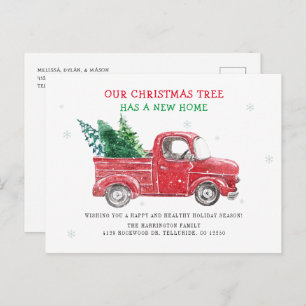 ヴィンテージレッドトラック引っ越しましたホリデームービング 案内ポストカード