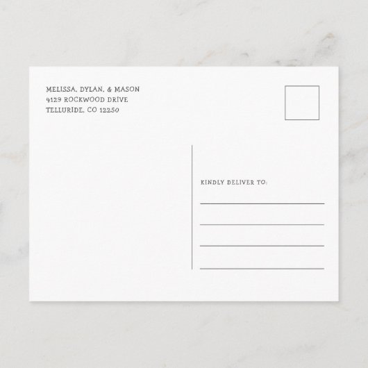 ヴィンテージレッドトラック引っ越しましたホリデームービング 案内ポストカード (裏面)