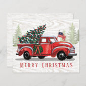 ヴィンテージレッドトラック愛国予算クリスマスカード (正面/裏面)