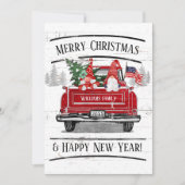 ヴィンテージレッドトラック格言カップル愛国的なクリスマス シーズンカード (正面)