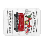 ヴィンテージレッドトラック格言ドッグ愛国的なクリスマス マグネット (横)