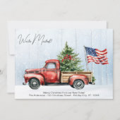 ヴィンテージレッドトラック米国国旗の愛国的な休日の移動 案内状 (正面)