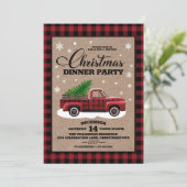 ヴィンテージレッドトラック素朴カントリークリスマスディナー 招待状 (スタンド正面)