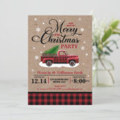 ヴィンテージレッドトラック素朴カントリークリスマスパーティー 招待状 (スタンド正面)