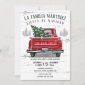 ヴィンテージレッドトラック素朴スペインのクリスマスパーティー 招待状 (正面)