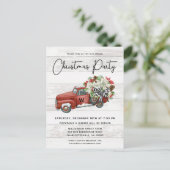 ヴィンテージレッドトラック素朴ファミリークリスマスパーティー シーズンポストカード (スタンド正面)