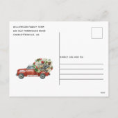 ヴィンテージレッドトラック素朴ファミリークリスマスパーティー シーズンポストカード (裏面)