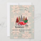 ヴィンテージレッドトラック素朴ファミリークリスマスパーティー 招待状 (正面)