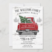 ヴィンテージレッドトラック素朴ファミリークリスマスパーティー 招待状 (正面)