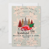ヴィンテージレッドトラック素朴ファミリークリスマスパーティーI 招待状 (正面)