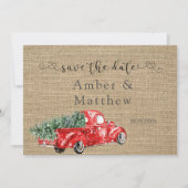 ヴィンテージレッドトラック結婚式の日付カードを保存 セーブザデート (正面)