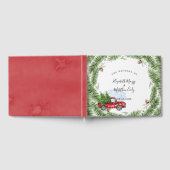 ヴィンテージレッドトラック雪のクリスマス結婚ズ ゲストブック (全面)