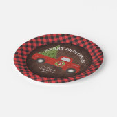 ヴィンテージレッドトラック（クリスマスツリー付き） ペーパープレート (アングル)