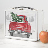 ヴィンテージレッドトラック(クリスマスツリー付き)追加名 メタルランチボックス (インサイチュ)
