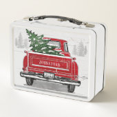 ヴィンテージレッドトラック(クリスマスツリー付き)追加名 メタルランチボックス (裏面)