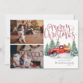 ヴィンテージレッドトラック |クリスマスフォトコラージュ シーズンカード (正面)