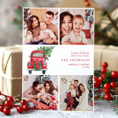 ヴィンテージレッドトラック | クリスマス4フォトホリデーカード