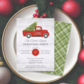 ヴィンテージレッドトラック&ツリープレイドクリスマスパーティー 招待状