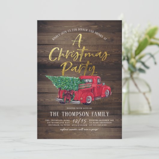 ヴィンテージレッドトラック&プレイドク素朴リスマスパーティー シーズンカード (スタンド正面)