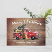 ヴィンテージレッドトラック(犬のクリスマス付素朴き) シーズンカード (スタンド正面)