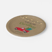 ヴィンテージレッドトラックKraft上のクリスマスツリー ペーパープレート (アングル)