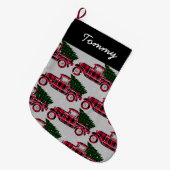 ヴィンテージレッドトラ素朴ックバッファロープレイド追加名 ラージクリスマスストッキング (正面 (吊り時))