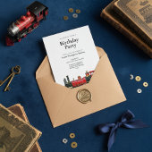 ヴィンテージレッドトレイン誕生日招待状 招待状