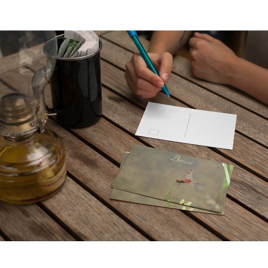 ヴィンテージレッドドラゴンフライカスタムボタニカルノート ポストカード