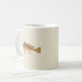 ヴィンテージレッドドラムイラストレーションオンクリーム背景 コーヒーマグカップ (正面左)