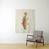 ヴィンテージレッドドラムイラストレーションオンクリーム背景 タペストリー (インサイチュ)