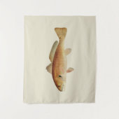 ヴィンテージレッドドラムイラストレーションオンクリーム背景 タペストリー (正面)